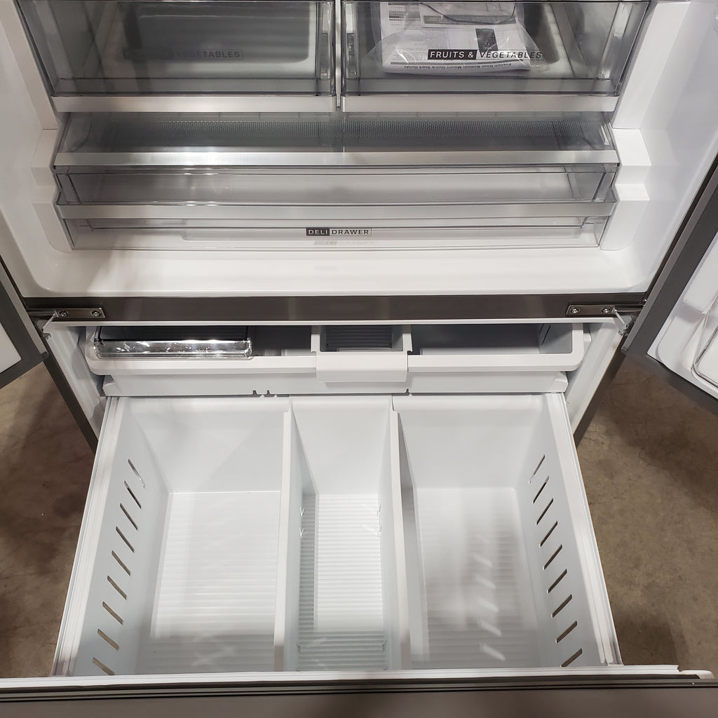 Pictures of Whirlpool French Door 31 Cu. Ft. Refrigerator with Total Coverage Cooling in Fingerprint Resistant Stainless Steel 22231SD301 - WRFF3136SZ - Scratch & Dent (Major) - Neu Appliance Outlet - Discount Appliance Outlet in Austin, Tx