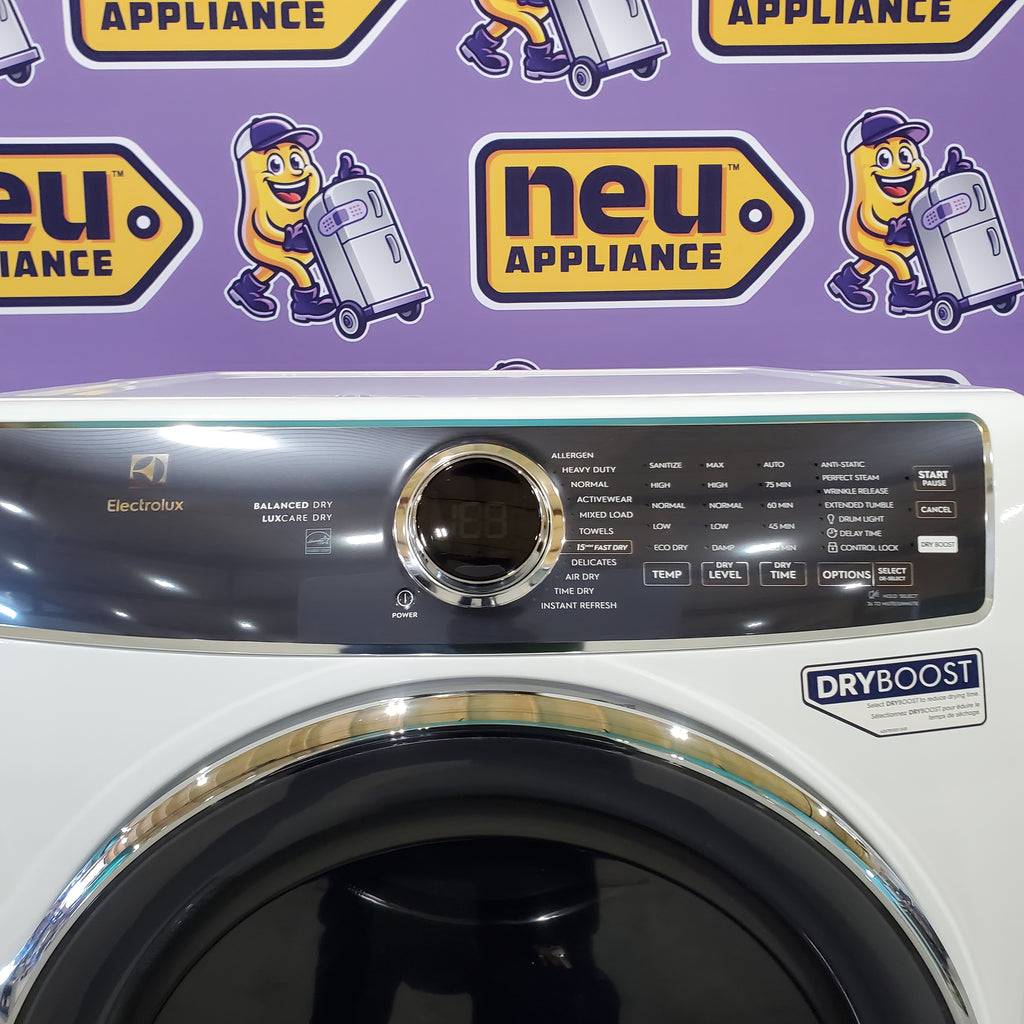Pictures of Electrolux 4.5 cu. ft. Stackable Front Load Washer in White with LuxCare Plus Wash System, Pure Rinse and 15-minute Fast Wash ELFW7537AW - Open Box and 8-cu ft Stackable Steam Cycle Electric Dryer in White ELFE7637AW - Open Box - Neu Appliance Outlet - Discount Appliance Outlet in Austin, Tx