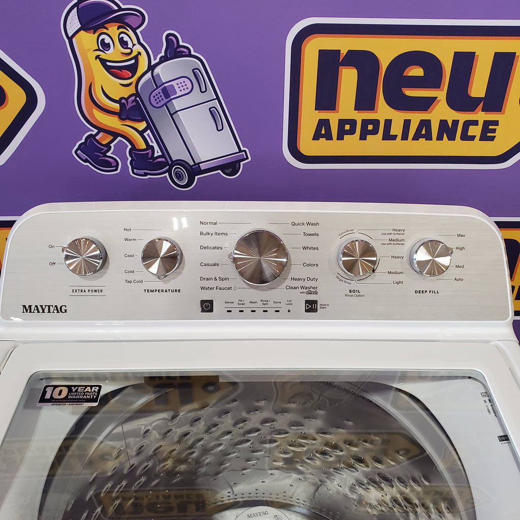 Pictures of Maytag Top Load 4.7 cu. ft. Agitator Washer with Extra Power and Deep Fill Option MVW5435PW - Open Box and MayTag 7.0 cu. ft. Top Load Electric Wrinkle Prevent Dryer MED4500MW - Scratch & Dent (Minor) - Neu Appliance Outlet - Discount Appliance Outlet in Austin, Tx