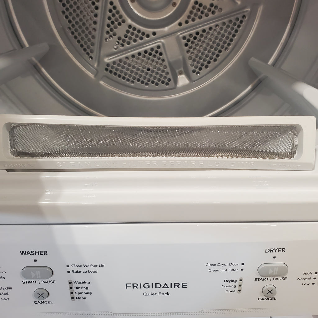 Frigidaire Electric Long Vent Stacked Laundry Center - 3.9 Cu. Ft Washer and 5.5 Cu. Ft. Dryer 4SD480 - FLCE7523AW - Scratch & Dent (Minor)
