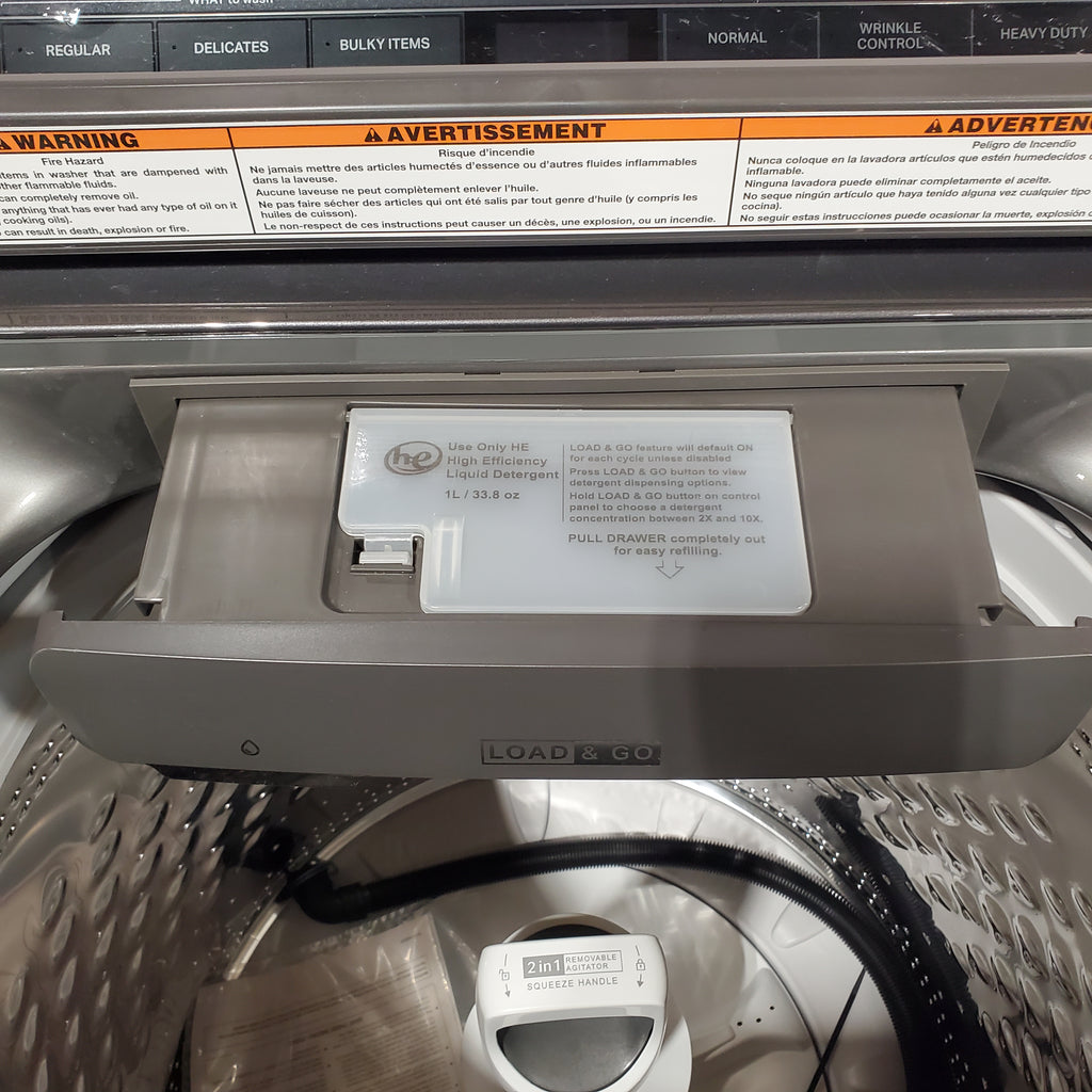 Whirlpool Chrome Shadow Top Load 5.2 Cu. Ft. Washer with Removable Agitator WTW8127LC - Scratch & Dent (Minor) and Whirlpool Chrome Shadow Electric 7.4 Cu. Ft. Dryer with Moisture Sensor 16063 - WED8127LC - Scratch and Dent (Minor)