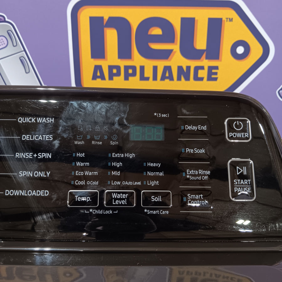 Samsung 4.7 cu. ft. Large Capacity Smart Top Load Washer with Active WaterJet in Brushed Black WA47CG3500AV - New in Box and Samsung Brushed Black 7.4 cu. ft. Smart Electric Dryer with Sensor Dry 16151 - DVE47CG3500V - Open Box