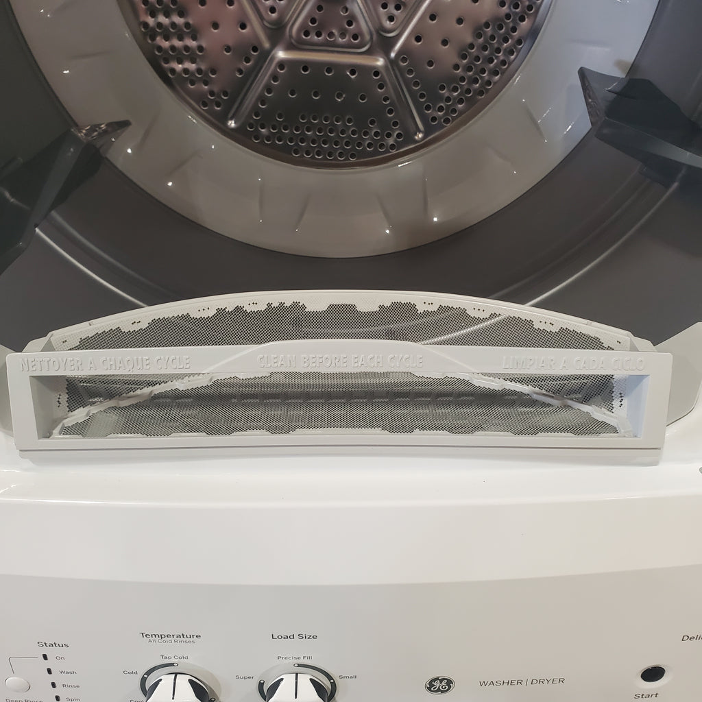 Pictures of GE White Combo 3.8 Cu. Ft. Top Load Washer and 5.9 Electric Dryer GUD27ESSM1WW - Certified Refurbished - Neu Appliance Outlet - Discount Appliance Outlet in Austin, Tx