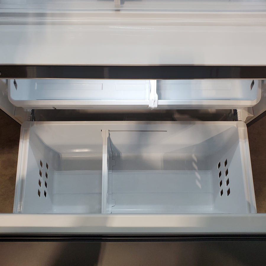 GE 20.6 cu. ft. Counter Depth French Door Refrigerator in Fingerprint Resistant Stainless, ENERGY STAR GYE21JYMFS - Scratch & Dent (Moderate)