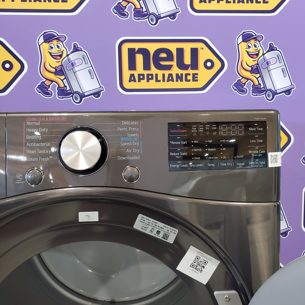 Pictures of LG Black Steel 4.5 Cu. Ft. Front Load Washer with TurboWash360 WM4000HBA - New in Box and LG Black Steel Smart Wi-Fi Enabled Front Load Electric 7.4 Cu. Ft. Dryer with TurboSteam and Built-In Intelligence DLEX4000B - Open Box - Neu Appliance Outlet - Discount Appliance Outlet in Austin, Tx