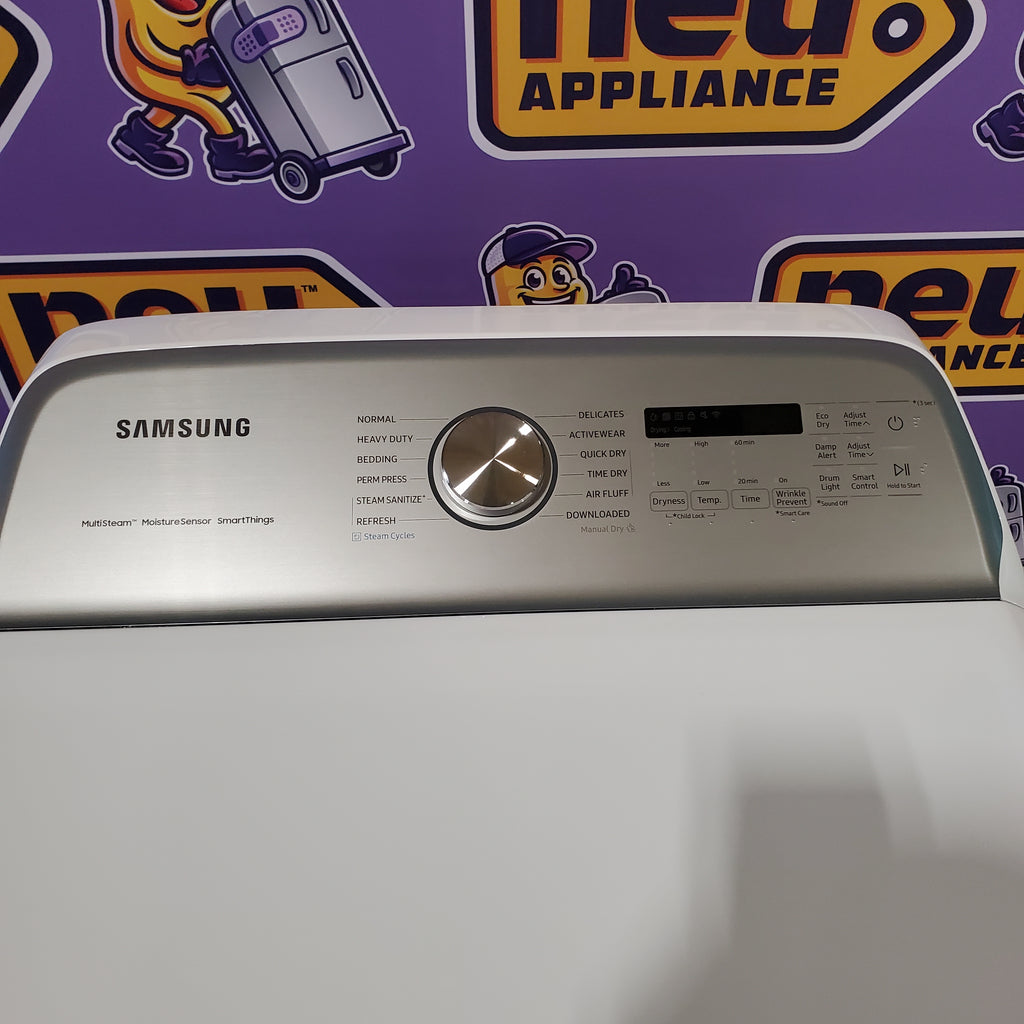 Pictures of Samsung White Smart Electric 7.4 Cu. Ft. Dryer with Sensor Dry and Steam Sanitize+ DVE52A5500W - Open Box - Neu Appliance Outlet - Discount Appliance Outlet in Austin, Tx