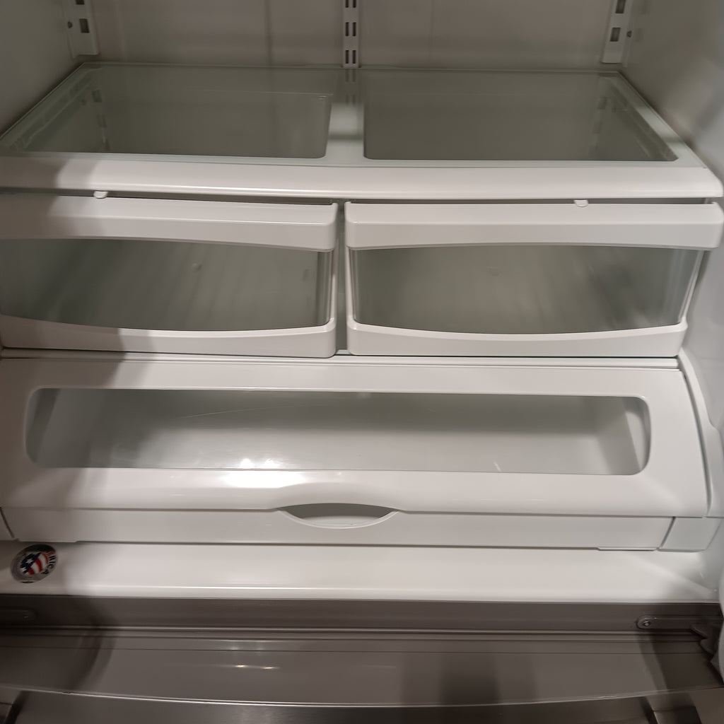 Pictures of Maytag 25.2-cu ft French Door Refrigerator with Ice Maker in Fingerprint Resistant Stainless Steel 25136CR626 - MFF2558FEZ - Scratch &amp; Dent - Minor - Neu Appliance Outlet - Discount Appliance Outlet in Austin, Tx