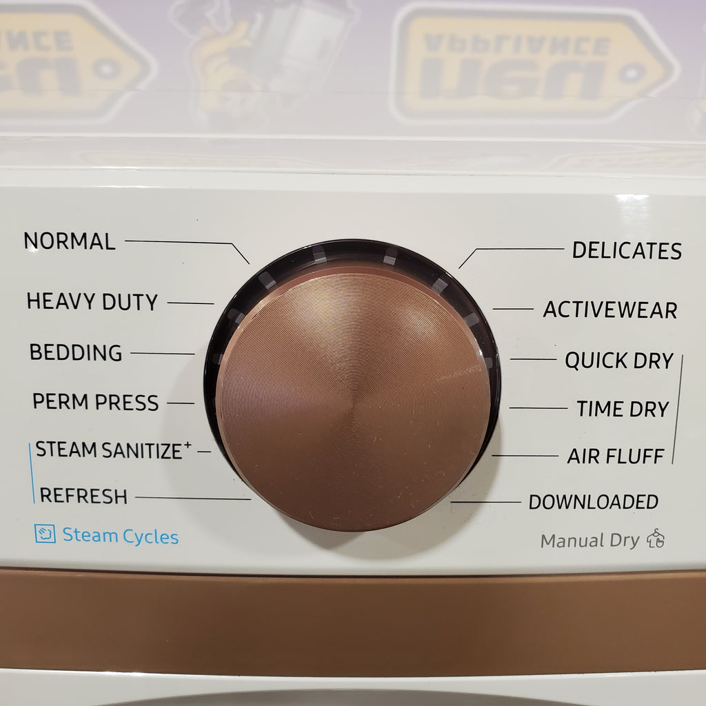 Samsung 7.5 Cu. Ft. Stackable Smart Electric Dryer with Steam and Sensor Dry in Ivory 22131SD88 - DVE50BG8300EA3 - Scratch & Dent - Minor (Copy)