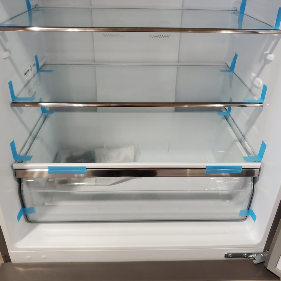 Hisense Counter Depth Fingerprint Stainless Steel Bottom Freezer 17.2 Cu. Ft. Refrigerator with LED Lighting and Super Cool and Super Freeze HRB171N6ASE - Scratch and Dent (Minor)