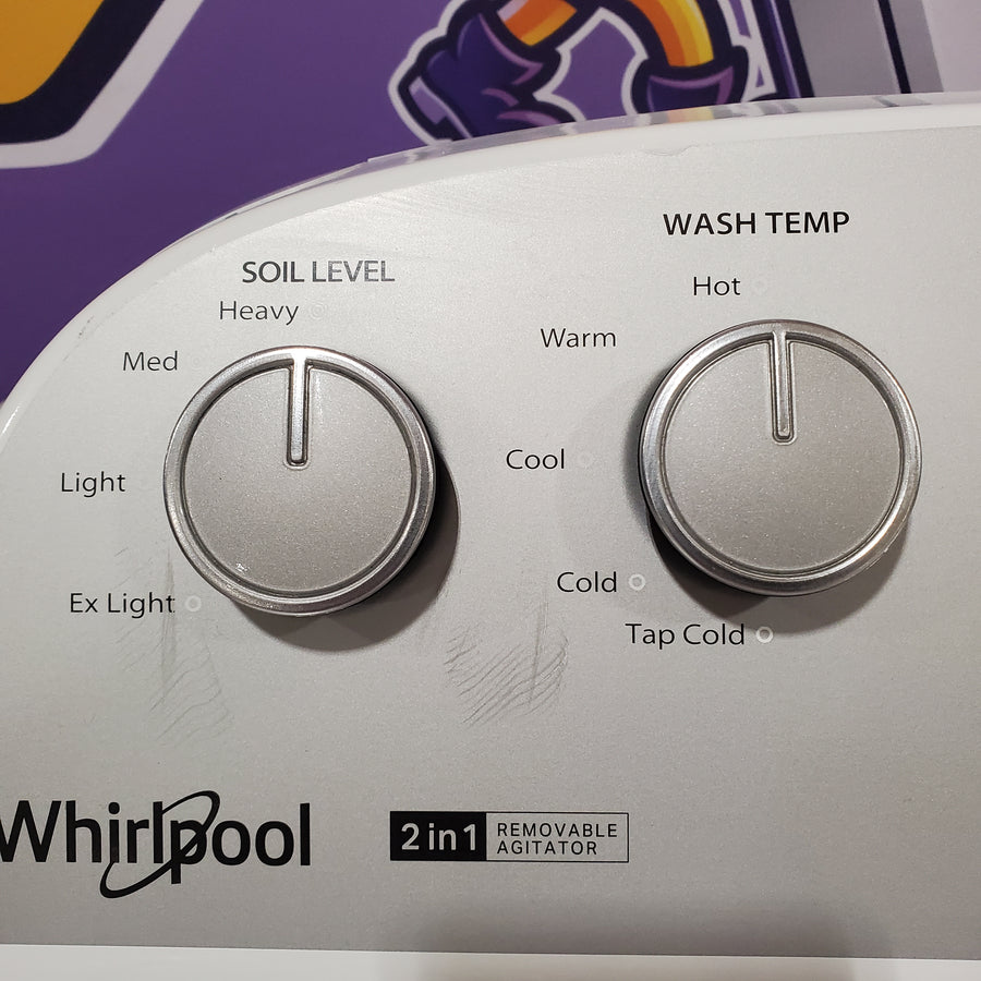 Whirlpool 3.8–3.9 Cu. Ft. Top Load Washer with 2 in 1 Removable Agitator and Soil Level Selection WTW4957PW - Scratch & Dent (Minor) and Whirlpool White Electric 7.0 Cu. Ft. Dryer with Auto Dry 16186 - WED4950HW - Scratch & Dent (Minor)