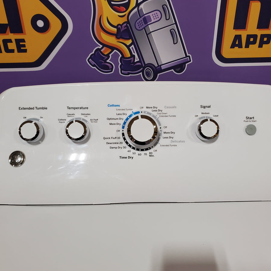 GE White Top Load 4.0 Cu. Ft. Capacity Washer with Stainless Steel Wash Basket GTW325ASWWW - New in Box and GE White Electric 7.2 Cu. Ft. Dryer with Aluminized Alloy Drum 16207 - GTD42EASJWW - Certified Refurbished