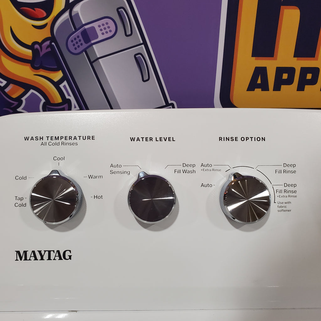 Pictures of Maytag Top Load 3.8 cu. ft. Washer with Deep Fill and Quick Wash Cycle MVW4005SW and Maytag Top Load Electric Wrinkle Prevent 7.0 cu. ft. Dryer with Auto Dry 16077 MED4005SW - Open Box - Neu Appliance Outlet - Discount Appliance Outlet in Austin, Tx
