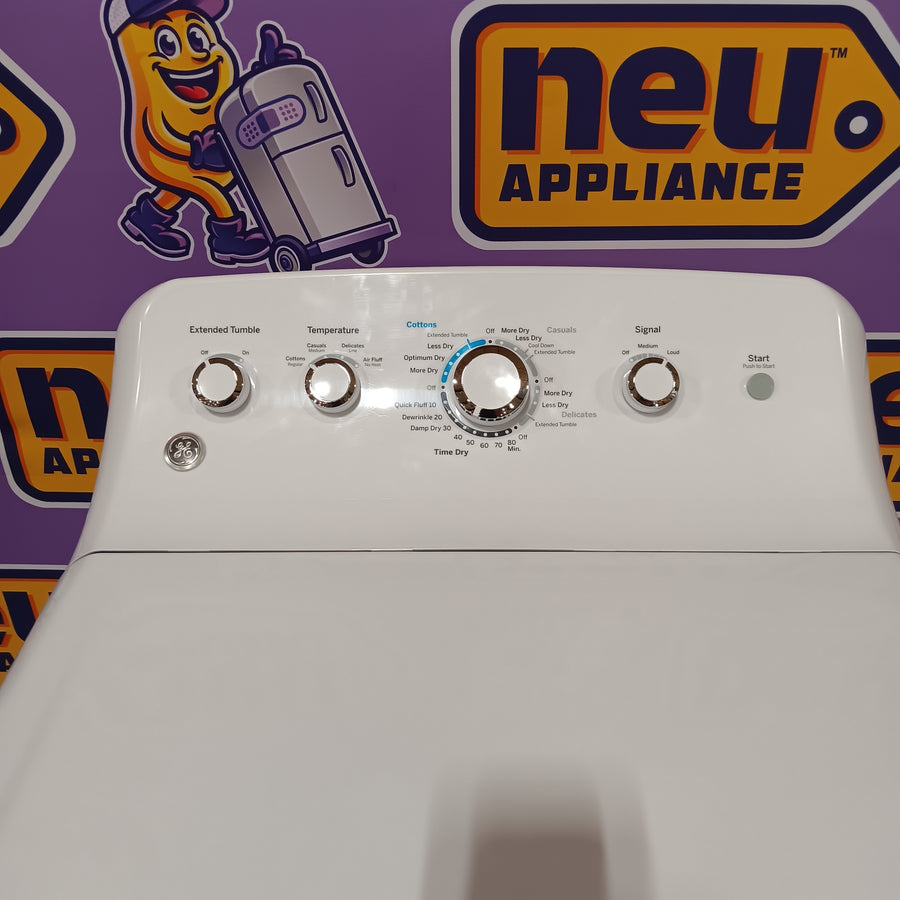 GE White Top Load 4.0 Cu. Ft. Capacity Washer with Stainless Steel Wash Basket GTW325ASWWW - New in Box and GE White Electric 6.2 Cu. Ft. Capacity Dryer with Shallow Depth and Up to 120 Ft. Venting Capability 16279 - GTX33EASKWW - Certified Refurbished