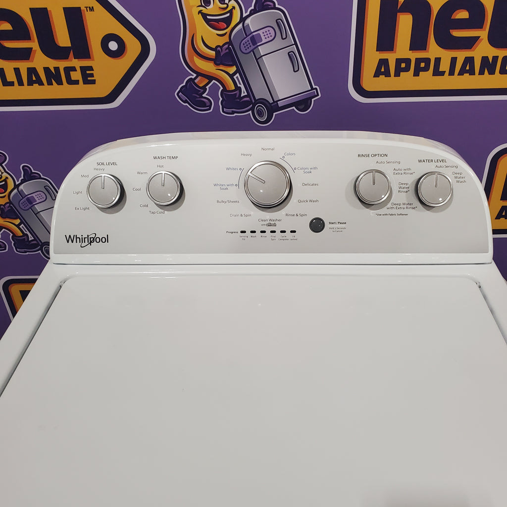 Pictures of Whirlpool Top Load 3.8 Cu. Ft. Washer with Soaking Cycles WTW4955HW and Whirlpool Top Load Electric 7.0 Dryer with AutoDry Drying System WED4950HW - Scratch and Dent (Minor) - Neu Appliance Outlet - Discount Appliance Outlet in Austin, Tx