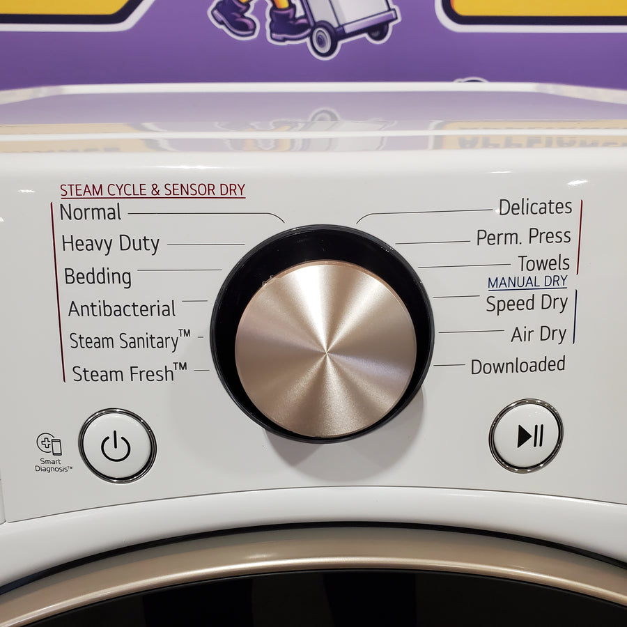 LG 4.5 cu. ft. Front Load Washer with Steam and Built-In Intelligence in White WM4000HWA - Scratch & Dent (Minor) and LG 7.4 cu. ft. Front Load Electric Dryer with TurboSteam and Sensor Dry Technology in White 16237 - DLEX4000W - Scratch & Dent (Moderate)