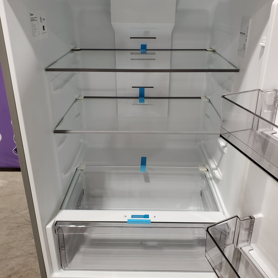 Midea 14 cu. ft. Garage Ready Top-Freezer Refrigerator in Stainless Steel 22231SD318 - MRT14D2BST - Scratch & Dent (Major)