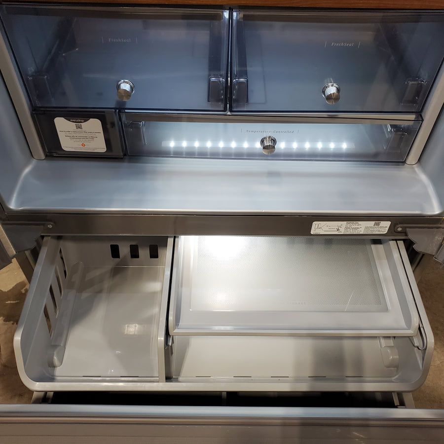 KitchenAid 23.8 cu. ft. Counter-Depth French Door Platinum Interior Refrigerator with PrintShield™ Finish 31133SD123 - KRFC704FPS - Scratch and Dent (Moderate)