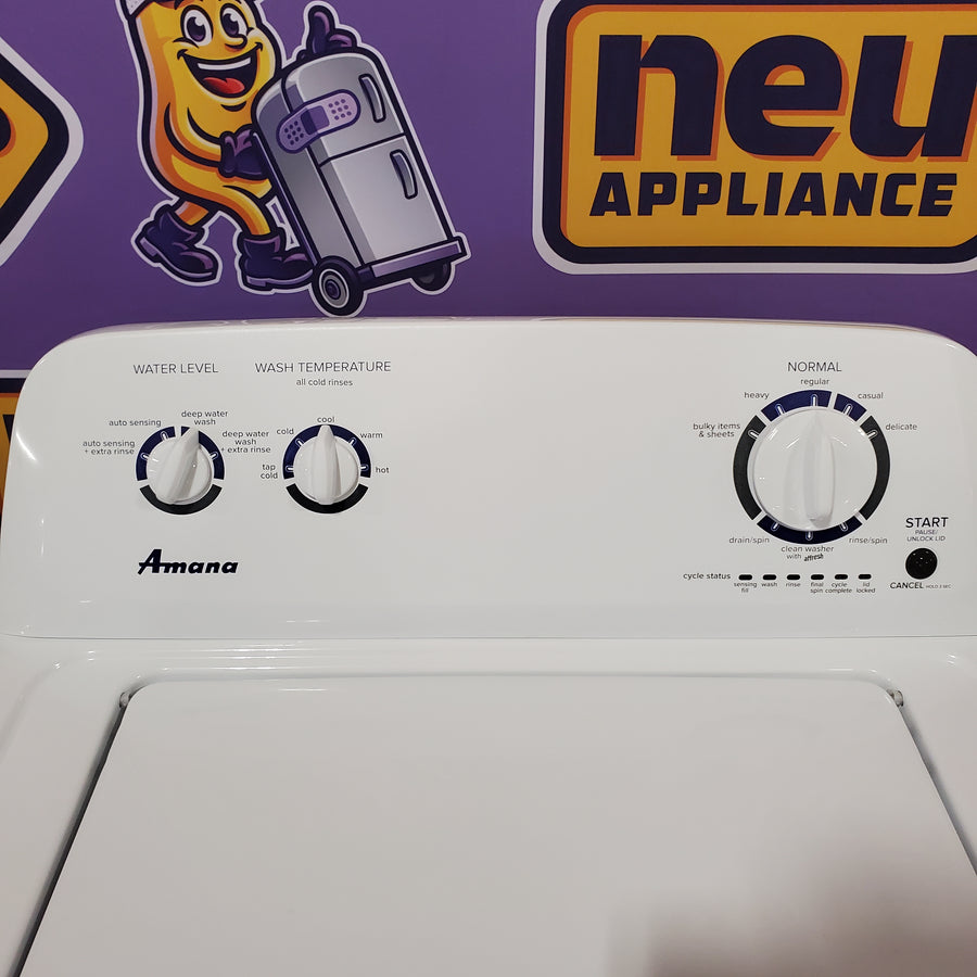 Amana Top Load 3.5 Cu. Ft. Washer with Dual Action Agitator, Porcelain Tub, and Late Lid Lock 22136SD360 - NTW4516FW - Scratch & Dent (Moderate)