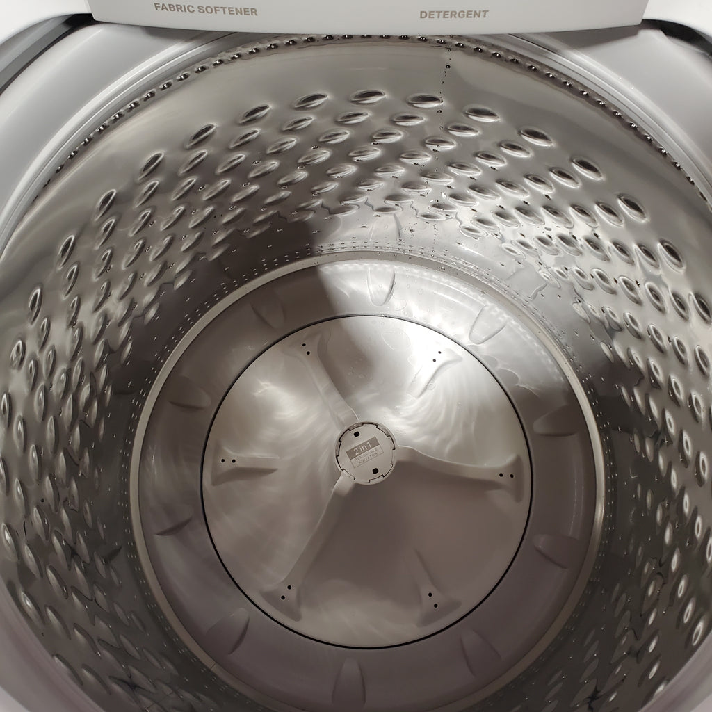 Pictures of Whirlpool® 4.2-4.3 Cu. Ft. Top Load Washer with 2-in-1 Removable Agitator and Soft Close Glass Lid WTW4307SW - Open Box and Whirlpool 7.0 cu. ft. Electric Dryer with Adaptive Dry and Wrinkle Shield™ Option 16121 - WED4307SW - Scratch & Dent (Minor) - Neu Appliance Outlet - Discount Appliance Outlet in Austin, Tx