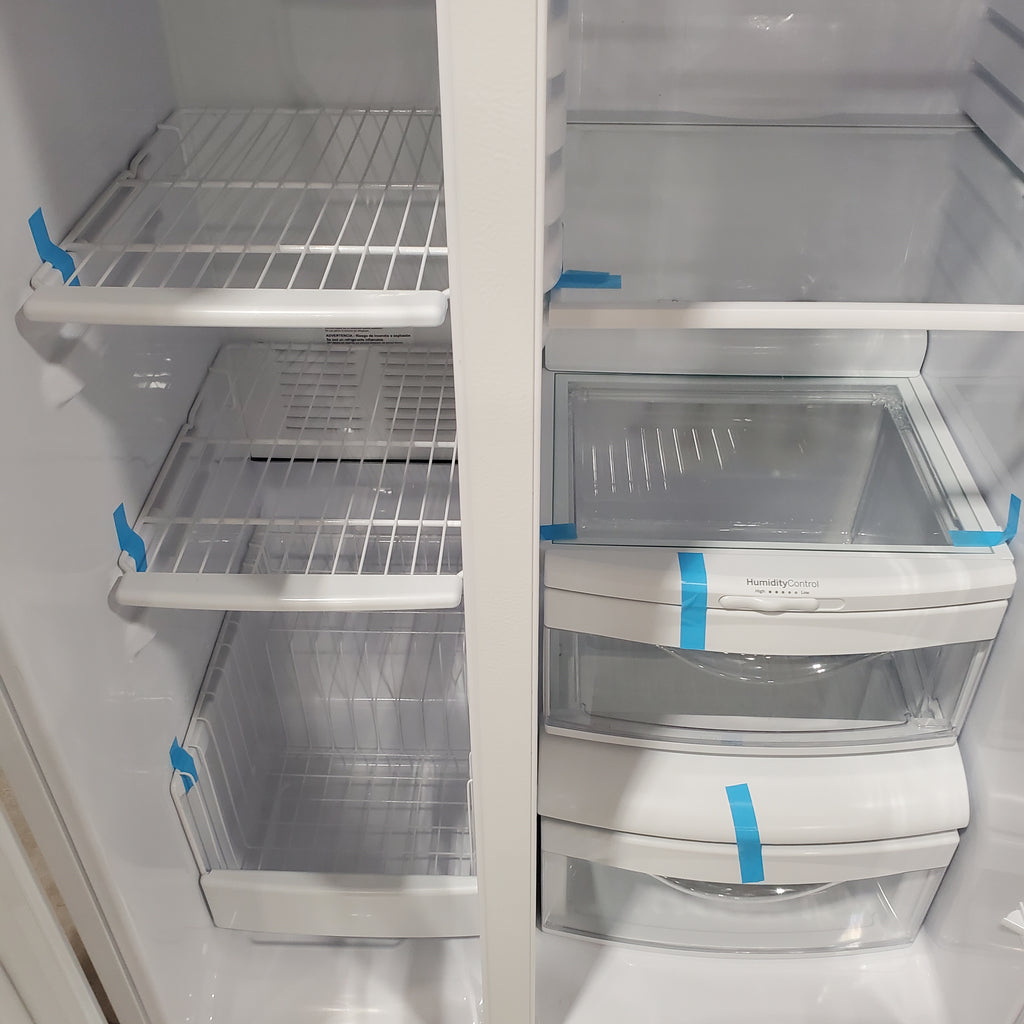Pictures of GE® White 25.3 Cu. Ft. Side-By-Side Refrigerator with Ice And Water Dispenser - GSS25GGPWW - Scratch & Dent - Minor - Neu Appliance Outlet - Discount Appliance Outlet in Austin, Tx