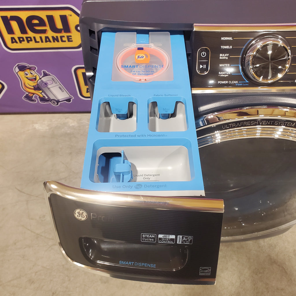 Pictures of GE Profile 5.3 cu. ft. Smart Front Load Washer with Microban Technology PFW870SPVRS - Open Box and GE Profile Smart Front Load Electric 7.8 Cu. Ft. Capacity Dryer with Steam and Sanitize Cycle 16133 - PFD87ESPVRS - New in Box - Neu Appliance Outlet - Discount Appliance Outlet in Austin, Tx