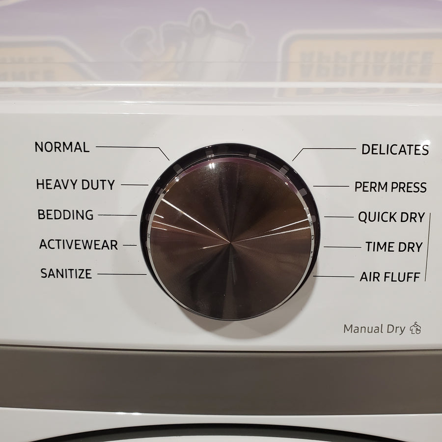 Samsung 7.5 cu. ft. Front Load Electric Dryer with Smart Care in White DVE45T6000W - Scratch & Dent (Moderate)