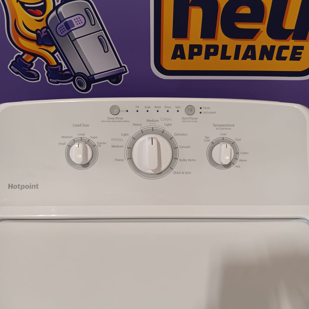 Pictures of Hotpoint White Top Load 3.8 Cu. Ft. Washer with Stainless Steel Basket and Heavy Duty Agitator HTW240ASKWS - Certified Refurbished - Neu Appliance Outlet - Discount Appliance Outlet in Austin, Tx