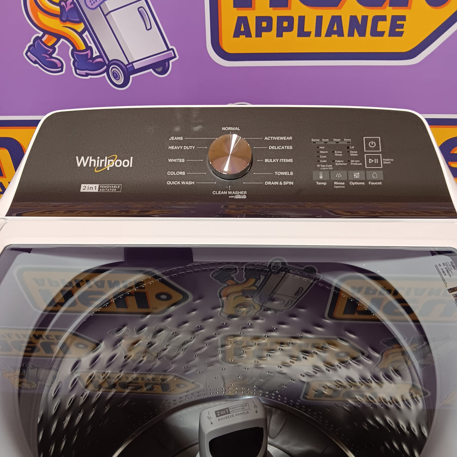 Whirlpool Top Load 4.7 Cu. Ft. Washer in White with 2-in-1 Removable Agitator WTW5057LW - Scratch & Dent - Minor and Whirlpool 7.0 cu. ft. Electric Dryer with Hamper Door 16247 - WED5010LW - Open Box