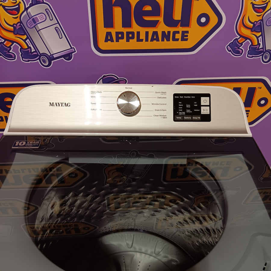 Maytag Top Load 4.8 cu ft Washer with Deep Fill and Slow-Close Glass Lid MVW6200KW - Scratch & Dent (Major) and Maytag 7.0 cu. ft Top Load Gas Dryer with Moisture Sensing 16192 - MGD6200KW - Scratch and Dent (Moderate)