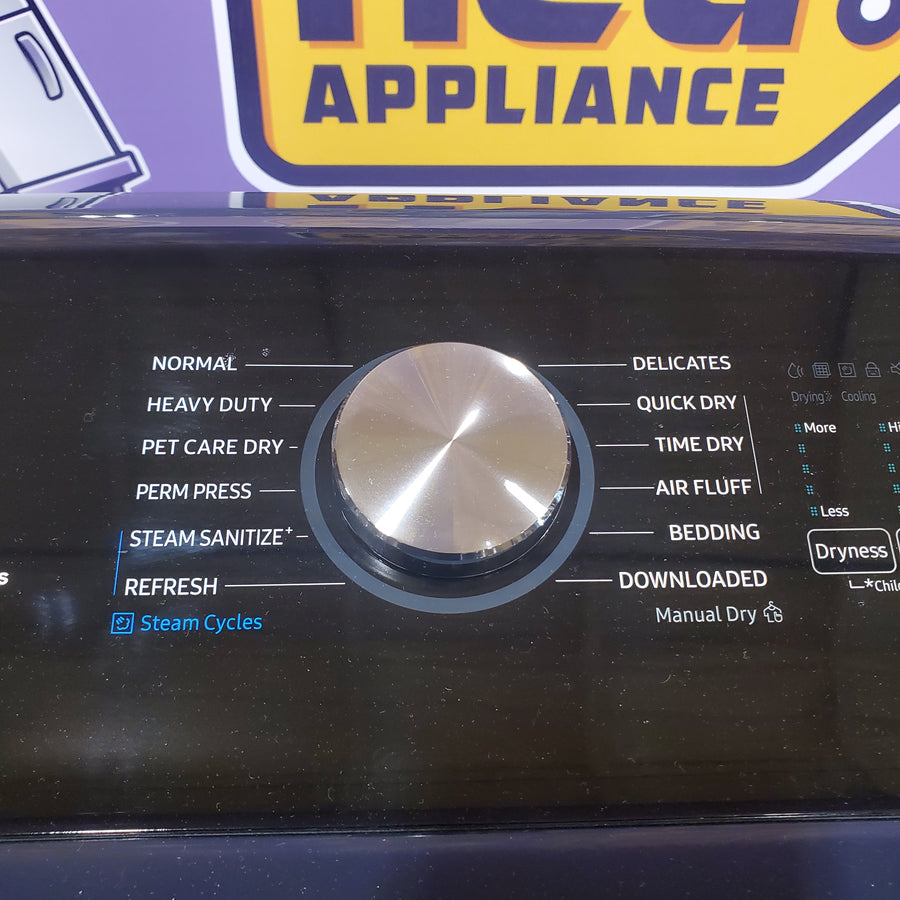 Samsung Stainless Steel 5.0 Cu. Ft. Washer with SuperSpeed and Active WaterJet WA50R5400AV - Certified Refurbished and Samsung Electric 7.4 Cu. Ft. Dryer with PetCare Dry and Steam Sanitize+ DVE54CG7150D - Scratch and Dent (Moderate)