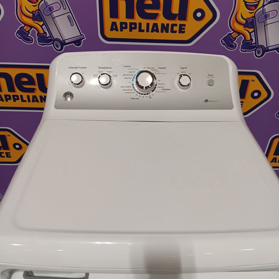 GE White Top Load 4.0 Cu. Ft. Capacity Washer with Stainless Steel Wash Basket GTW325ASWWW - New in Box and GE White Electric Aluminized Alloy Drum 7.2 Cu. Ft. Dryer with Sensor Dry and Extended Tumble 16240 - GTD45EASJWS - Certified Refurbished