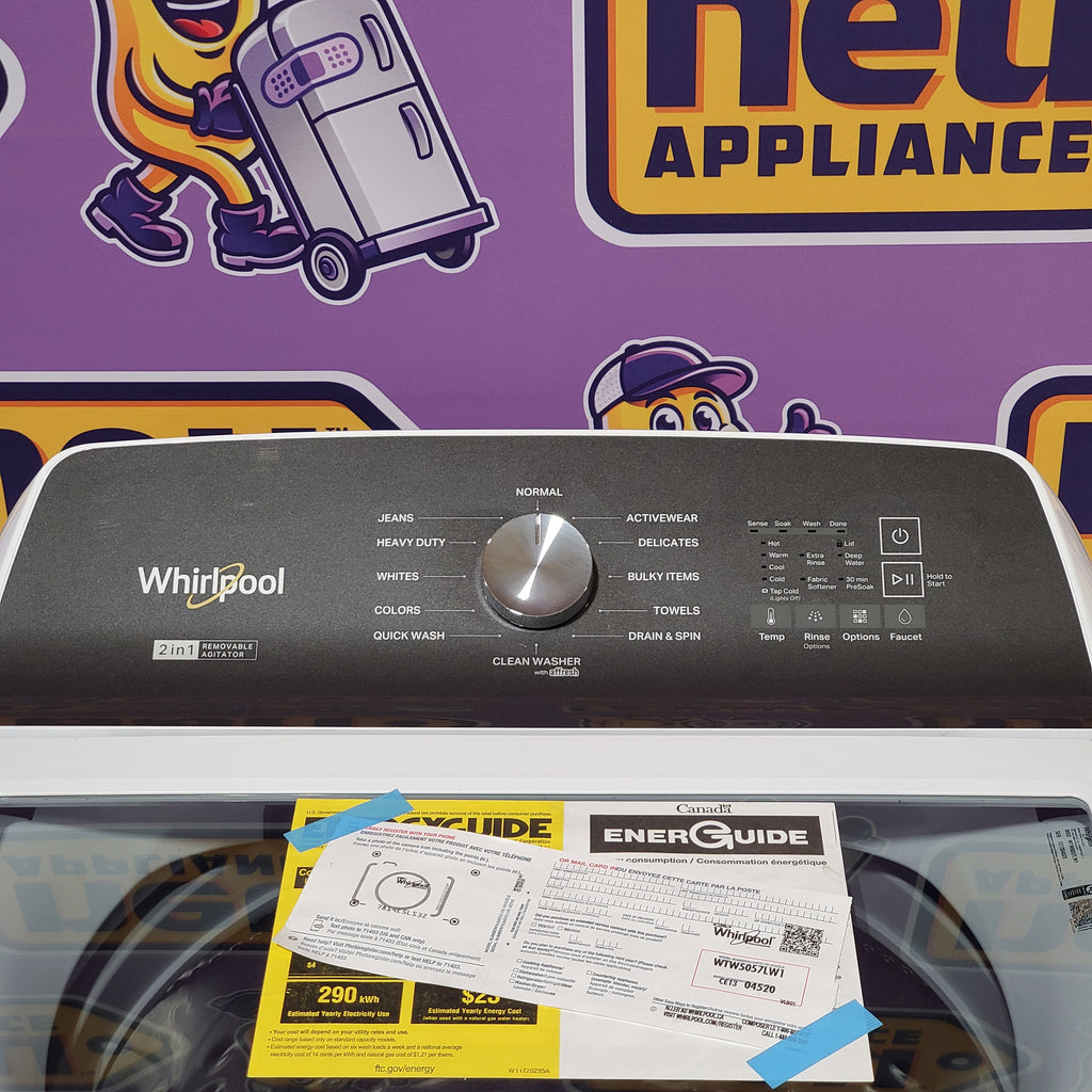 Whirlpool Top Load 4.7 Cu. Ft. Washer with 2-in-1 Removable Agitator in White 3SD642 - WTW5057LW - Scratch & Dent (Minor)