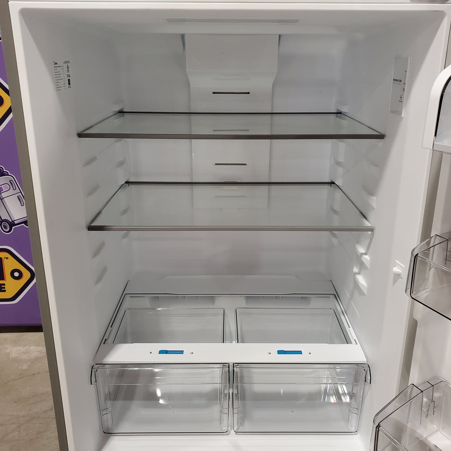 Midea 18 Cu. Ft. Stainless Garage Ready Top Freezer Refrigerator in Stainless Steel 22231SD328 - MRT18D3BST - Scratch & Dent (Major)