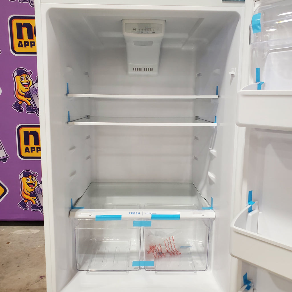 Frigidaire Top Freezer 18 Cu. Ft. Capacity Refrigerator with Spacious Interior Storage and Bright LED Lighting in White FFHT1822UW - Scratch and Dent (Minor)