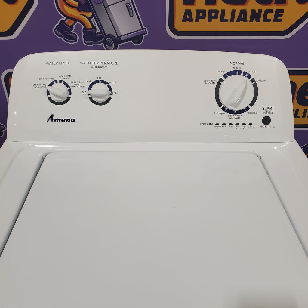 Pictures of Amana Top Load 3.5 Cu. Ft. Washer with Dual Action Agitator, Porcelain Tub, and Late Lid Lock NTW4516FW - Open Box - Neu Appliance Outlet - Discount Appliance Outlet in Austin, Tx