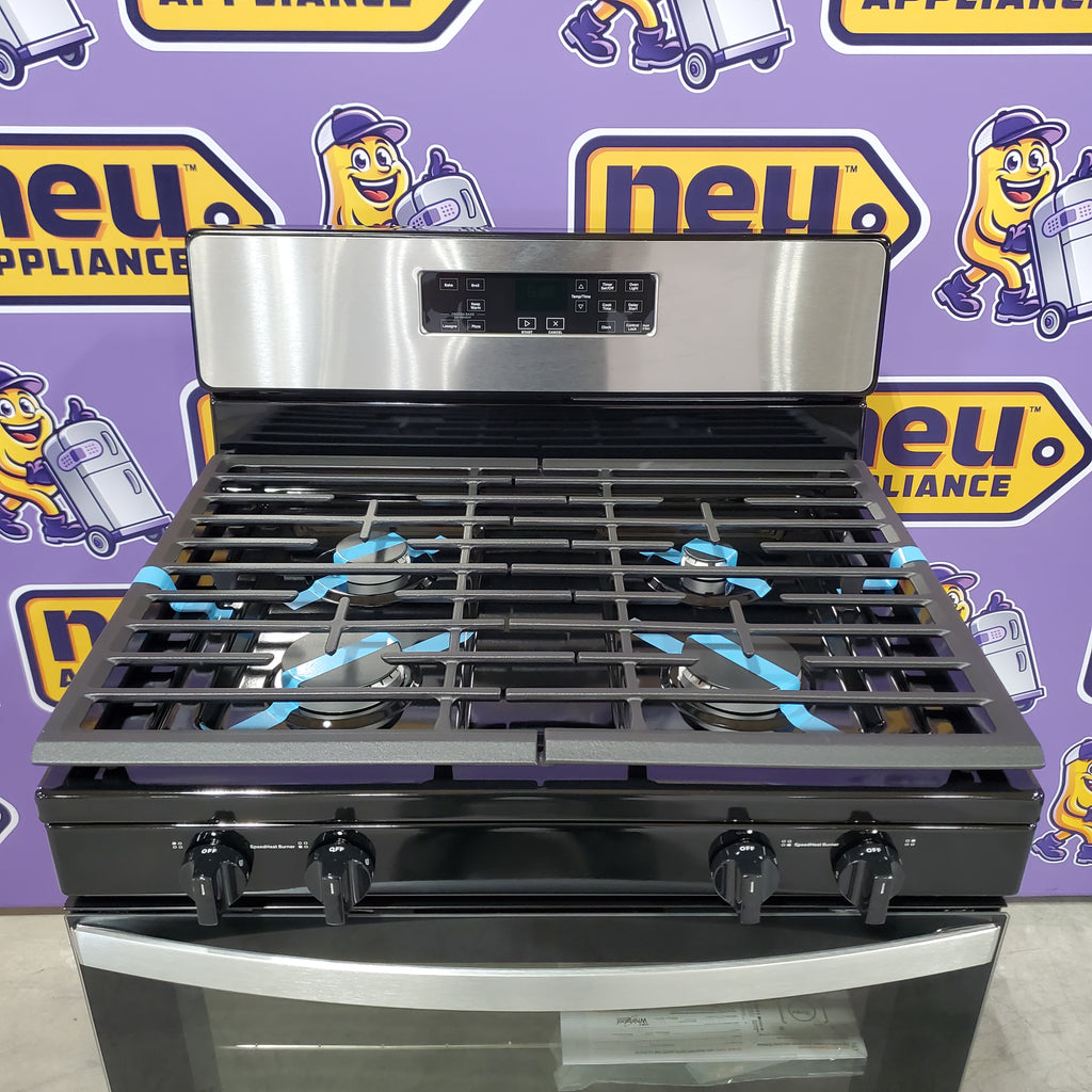 Pictures of Whirlpool 5.1 Cu. Ft. Freestanding Gas Range with Broiler Drawer and Two Speed Heat Burners in Stainless Steel WFG320M0MS - Open Box - Neu Appliance Outlet - Discount Appliance Outlet in Austin, Tx