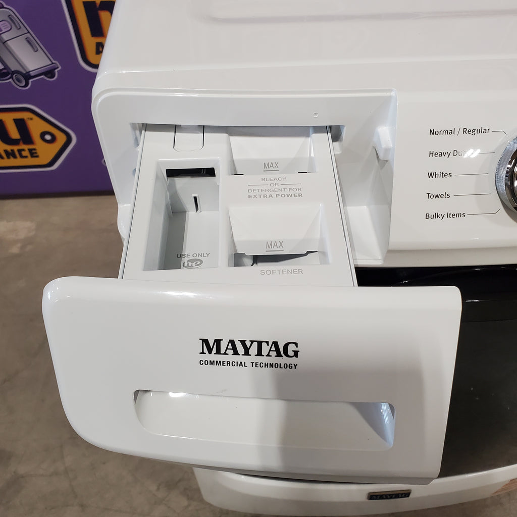 Pictures of Maytag 4.5 cu. ft. Front Load Washer with Extra Power and 12-Hr Fresh Spin™ Option MHW5630HW - Scratch & Dent (Moderate) and Maytag 7.3 cu. ft. Front Load Gas Dryer with Extra Power and Quick Dry Cycle MGD5630HW - Scratch & Dent (Minor) - Neu Appliance Outlet - Discount Appliance Outlet in Austin, Tx
