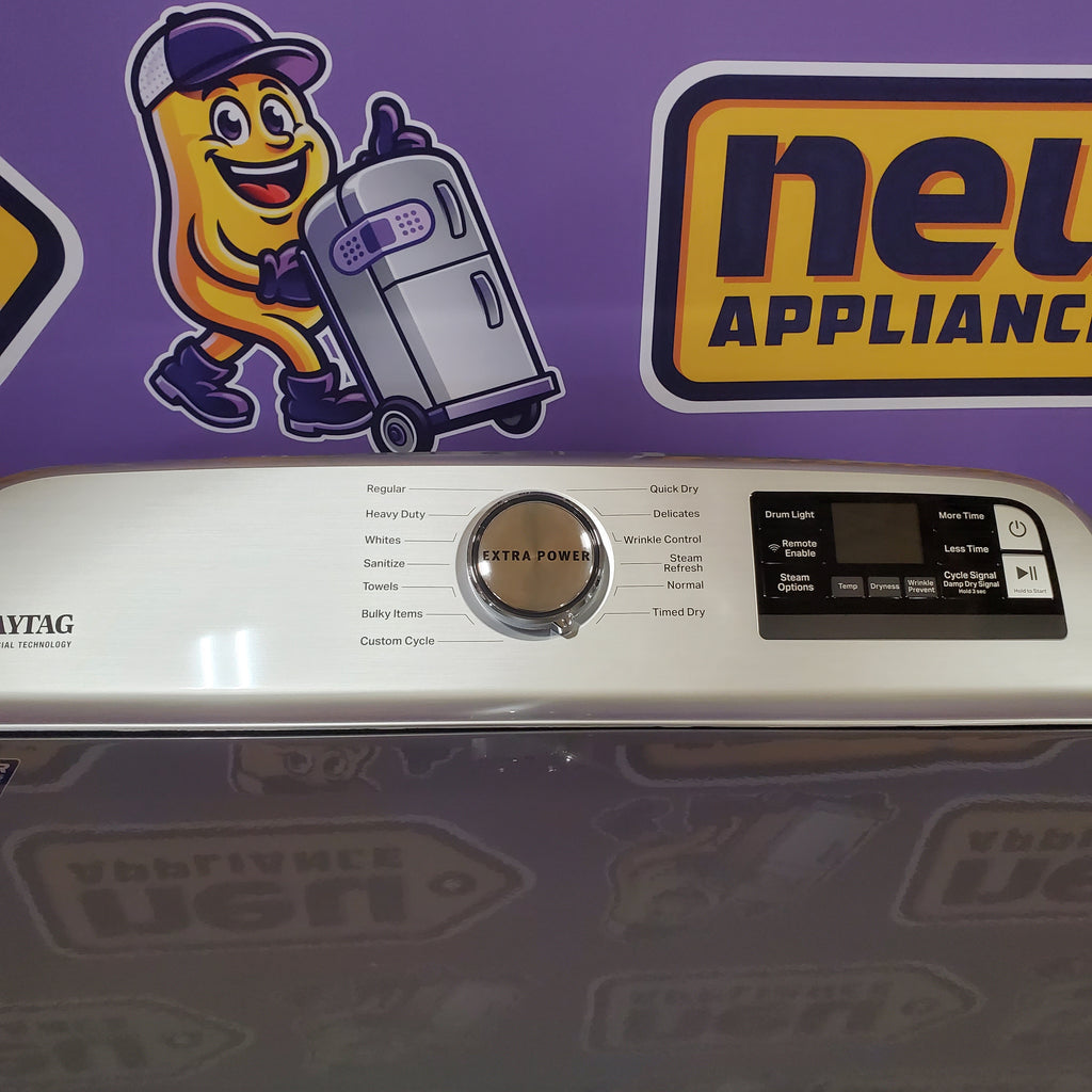 Pictures of Maytag 5.3 cu. ft. Metallic Slate Smart Capable ENERGY STAR Top Load Washing Machine with Extra Power MVW7232HC - Scratch & Dent (Minor) and Maytag 7.4 Cu. Ft. Metallic Slate Electric Dryer with Extra Power MED7230HC - Open Box - Neu Appliance Outlet - Discount Appliance Outlet in Austin, Tx