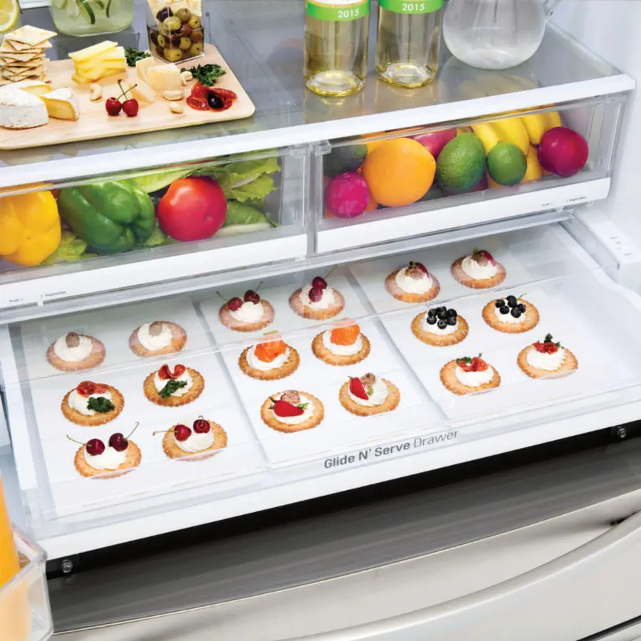 LG 28 cu. ft. Standard-Depth 4-Door French Door with Double Freezer and Ice & Water Dispenser 31132SD76 - LMXS28626S - Scratch & Dent (Minor)