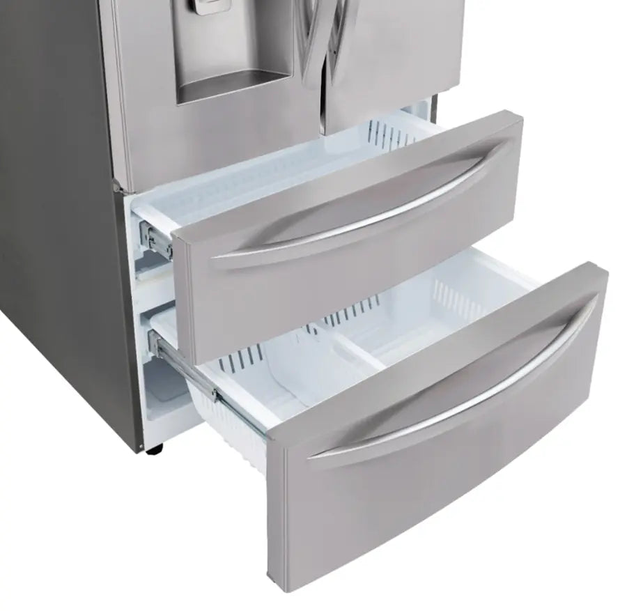 LG 28 cu. ft. Standard-Depth 4-Door French Door with Double Freezer and Ice & Water Dispenser 31132SD76 - LMXS28626S - Scratch & Dent (Minor)