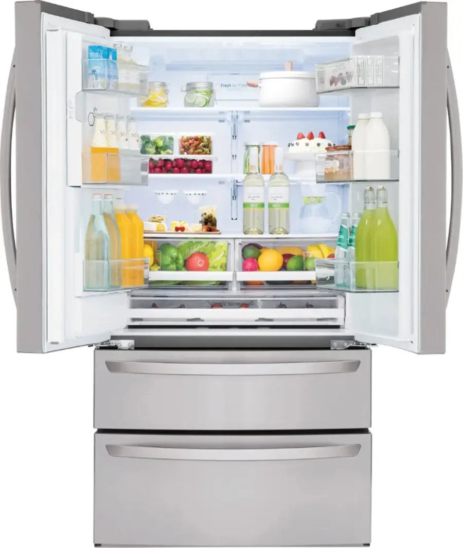 LG 28 cu. ft. Standard-Depth 4-Door French Door with Double Freezer and Ice & Water Dispenser 31132SD76 - LMXS28626S - Scratch & Dent (Minor)