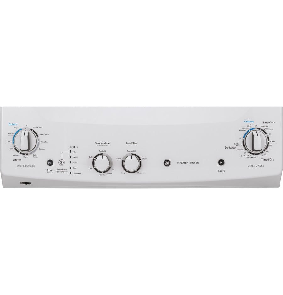 GE 3.8 cu. ft. Washer 5.9 cu. ft. Long Vent Electric Dryer Combo in White GUV27ESSMWW - Certified Refurbished