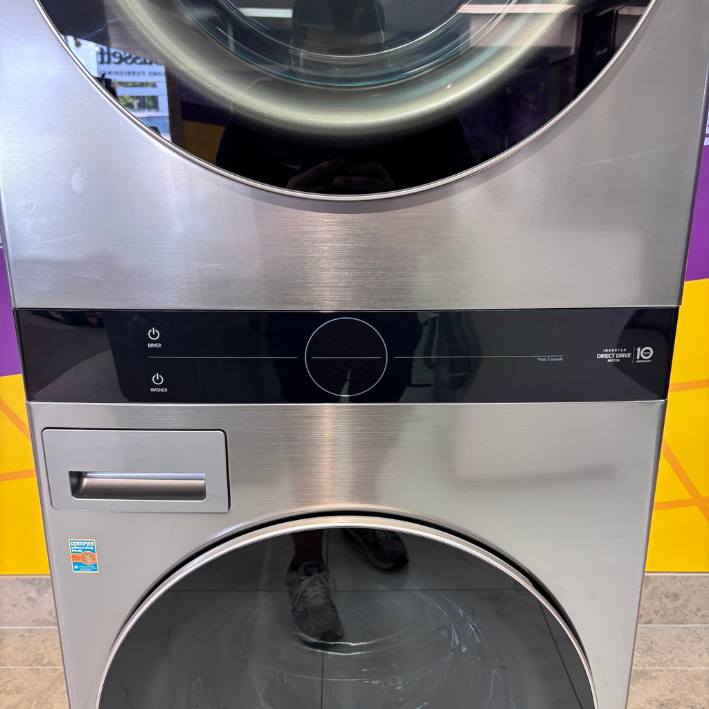 Pictures of LG Graphite Steel Front Load WashTower Single Unit with Center Controls 4.5 Cu. Ft. Washer and 7.4 Cu. Ft. Dryer WKE100HVA - Scratch and Dent (Minor) - Neu Appliance Outlet - Discount Appliance Outlet in Austin, Tx