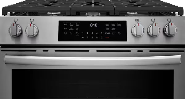 Frigidaire Gallery 5 burners 5.1-cu ft Air Fry Convection Oven Freestanding Natural Gas Range in Stainless Steel 20531SD518- GCFG3059BF - Scratch & Dent (Minor)