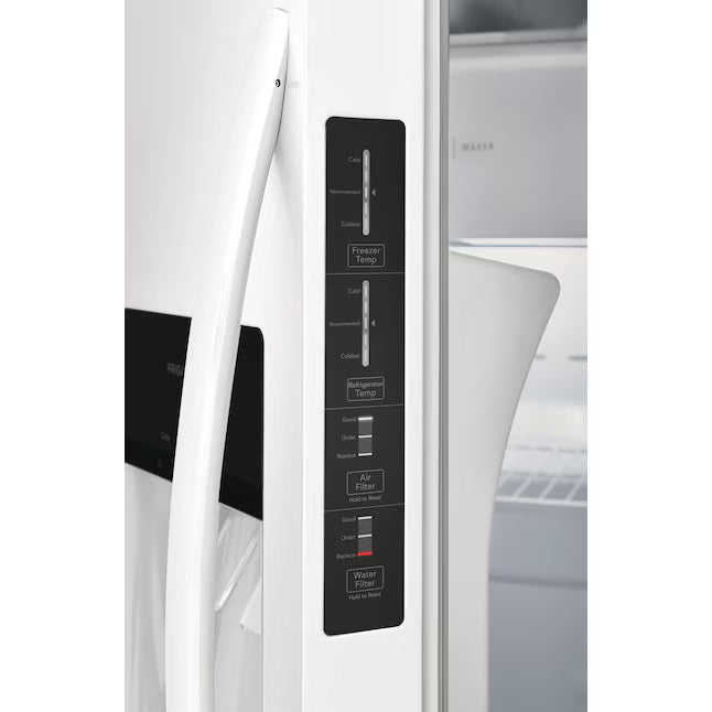 Frigidaire 22 Cu. Ft. 33" Standard-Depth Side-by-Side Refrigerator in White 22132SD138 - FRSS2323AW - Scratch & Dent (Minor)