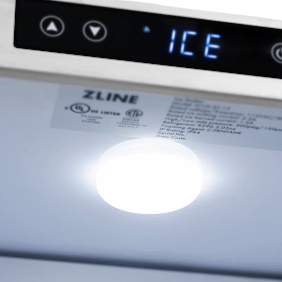 ZLINE 15 in. Touchstone Clear Cube Ice Maker with Drain Pump and Panel Ready Door ICCDP-15 - Scratch & Dent (Minor)