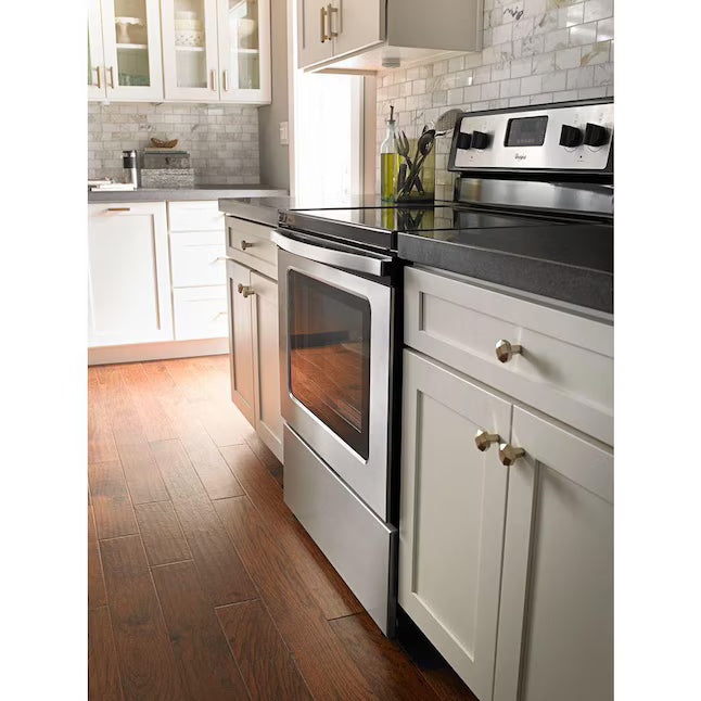 Whirlpool 30-in Glass Top 4 Burners 5.3-cu ft Freestanding in Black-on-Stainless WFE515S0ES - Certified Refurbished