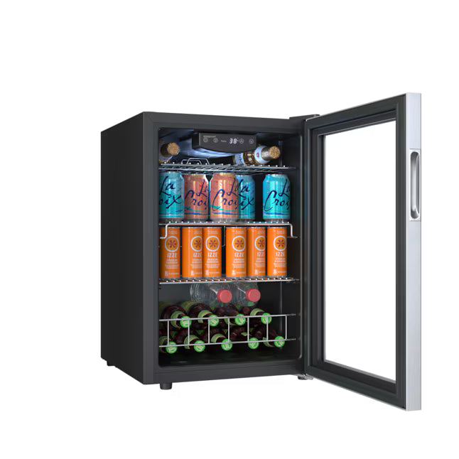 EdgeStar 17.00-in W 80-Can Capacity Black Cabinet Stainless Steel Door Freestanding Indoor Beverage Refrigerator with Glass Door BWC91SS - Scratch & Dent (Minor)