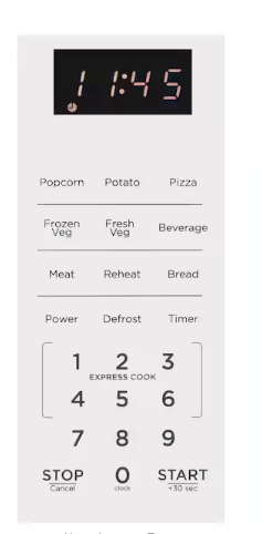Vissani 1.1 cu. ft. Electric 1000-W Countertop Microwave in White with Turntable, 6-Heating Functions, and 2-Step Lock System E30PXP02-WHT - Scratch & Dent (Minor)