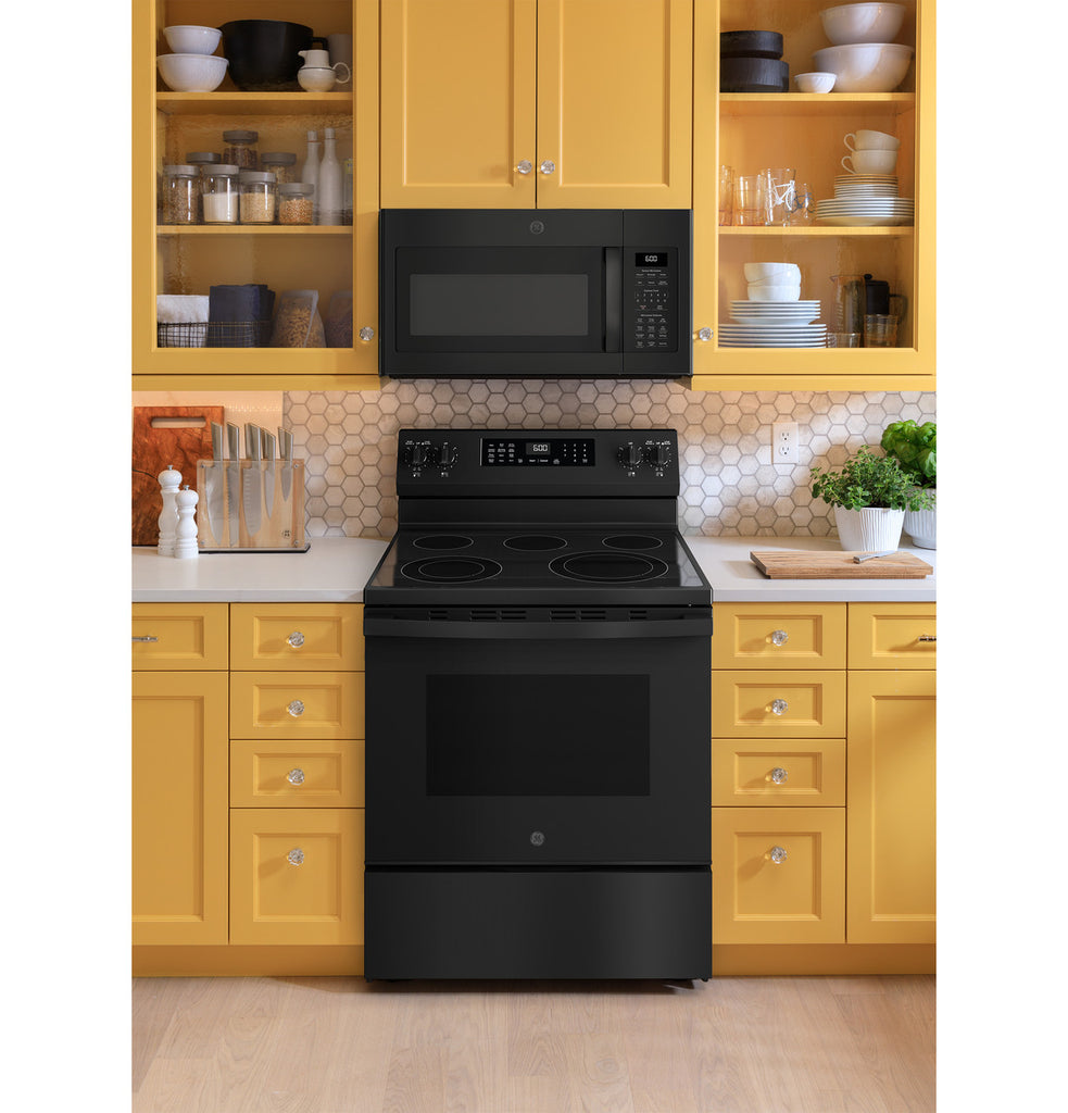 Pictures of GE® ENERGY STAR® 30" Free-Standing Electric Convection Range with No Preheat Air Fry and EasyWash™ Oven Tray GRF600AVBB - New in Box - Neu Appliance Outlet - Discount Appliance Outlet in Austin, Tx